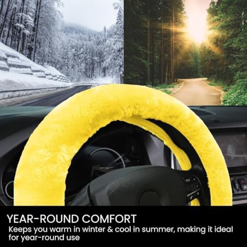 Andalus Brands Luxury Fluffy Car Steering Wheel Covers – Genuine Merino - Image 4