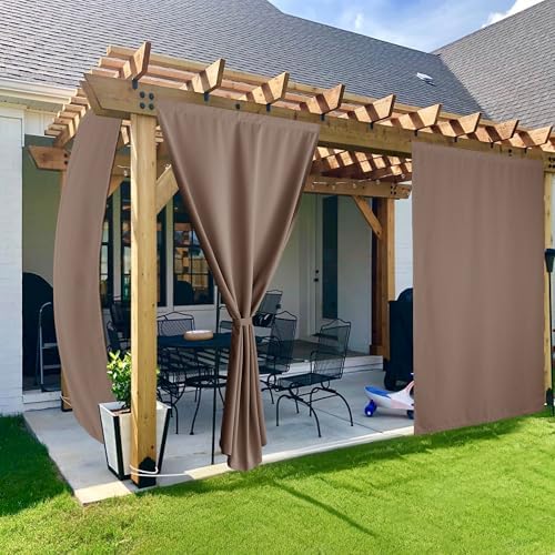 NICETOWN 2 Panels Mocha Outdoor Curtains by NICETOWN