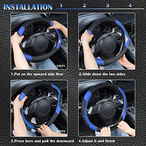 CAR PASS Line Rider Microfiber 15.5-16 Inch Leather Sporty Steering Wheel Cover - Image 5