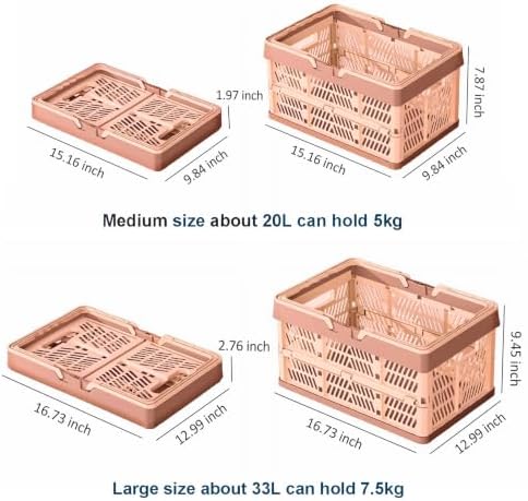 Collapsible Storage Crate with Handles, Milk Crates，33L Foldable Plastic - Image 3
