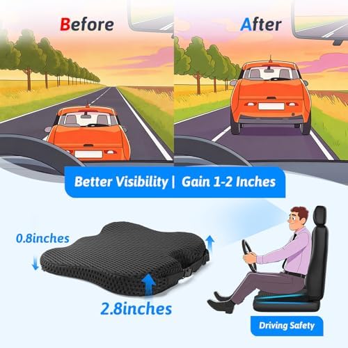 Wedge Car Seat Cushion for Driving for Better Visibility & Sciatica Relief - Image 3