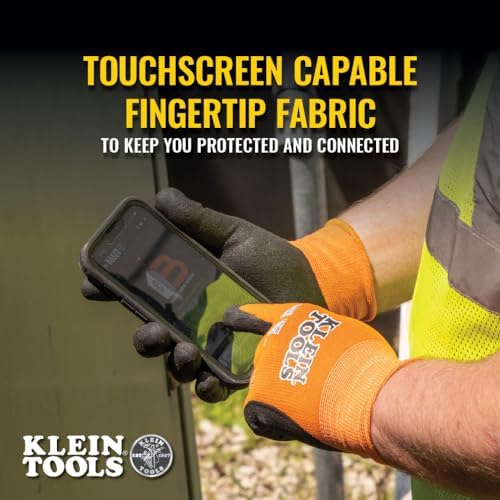 KLEIN TOOLS 60582 Work Gloves, Knit Dipped Cut Resistant ANSI A1 Nitrile Coated - Image 3