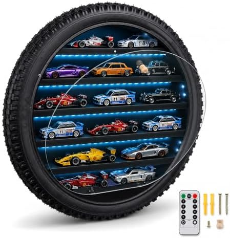 Tire-Shaped Display Case for 1/64 Scale Cars, Acrylic Dust Cover & by Unknown