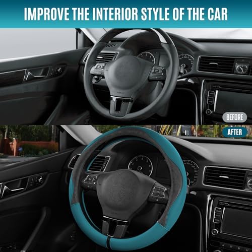 PIC AUTO Steering Wheel Cover, Universal Fit 14.5"–15.5", Soft PU Grain Leather - Image 6