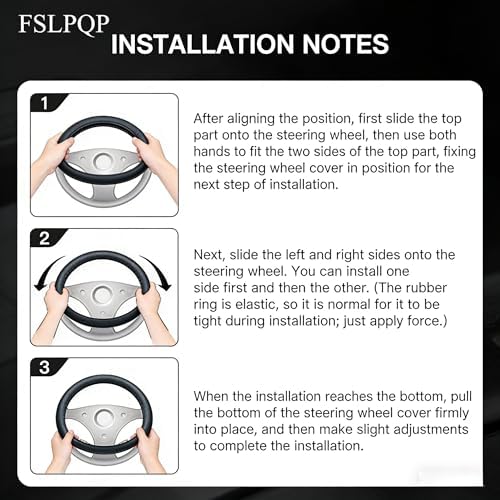 Microfiber Leather Steering Wheel Cover, Round Carbon Fiber Black Wire Trim - Image 6