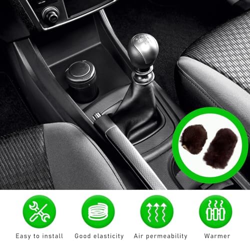 Ziciner 2PCS Plush Car Gear Shift Knob Cover & Handbrake Cover, Comfortable - Image 4