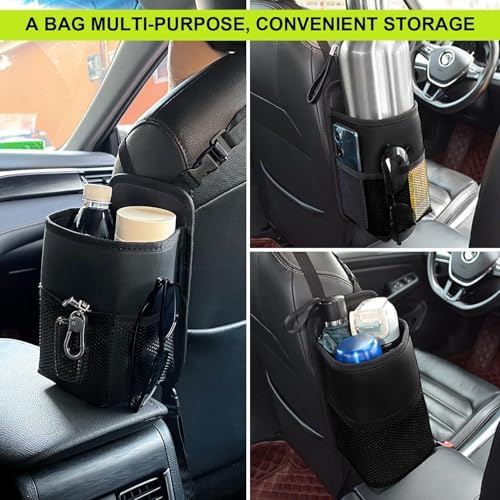 Car Seat Side Storage Bag, Cup Holder & Mesh Pocket Organizer - Image 2