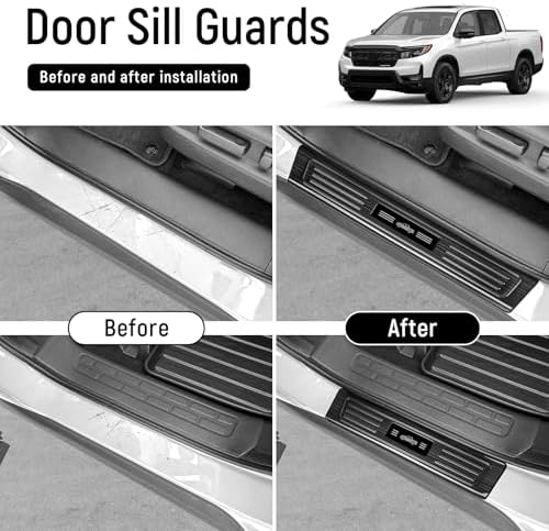 4PCS Door Sill Protector for Honda 2017-2025 2026 Ridgeline Accessories Black - Image 2