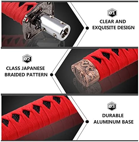 RYANSTAR Katana Shift Knob Samurai Sword Design 4 Adapters Red Black - Image 3