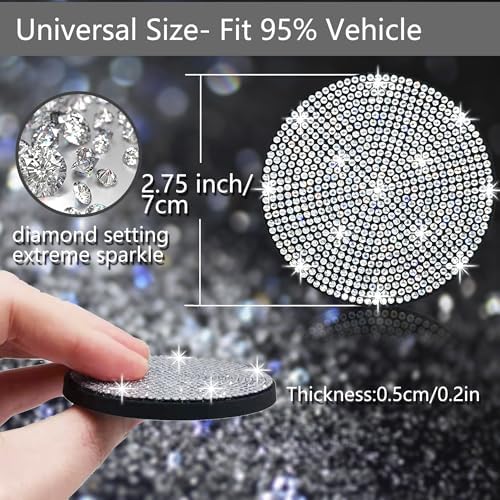 NBTEPEM 4pcs Bling Car Cup Holder Coaster, 2.75 inch Anti-Slip Shockproof - Image 2