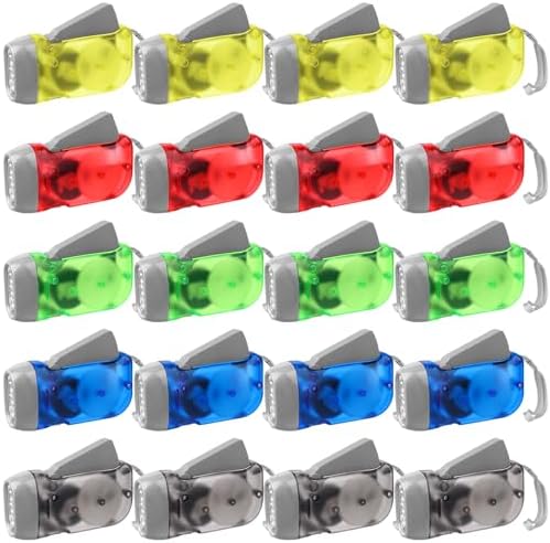 20 Pcs Hand Crank Flashlight 3 LED Torch Mini Lamp Translucent Case No-Battery by Droutti