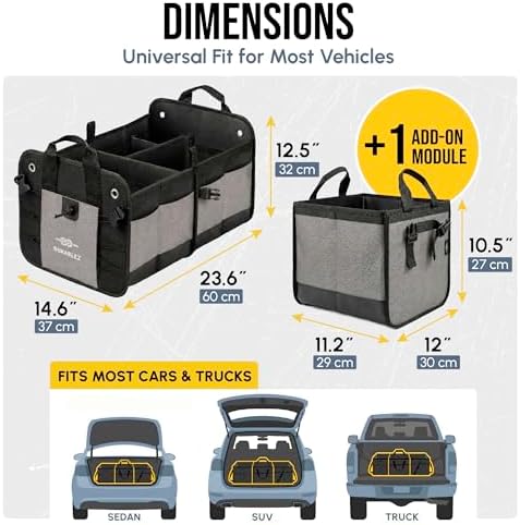 Large Car Trunk Organizer, Modular & Collapsible - Image 2