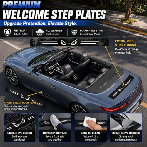 5PCS Religion Car Door Sill Protector, Carbon Fiber Leather Sill Stickers - Image 6