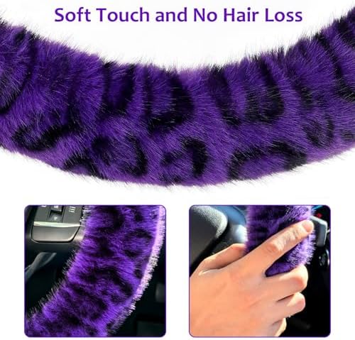 Accmor Fuzzy Car Steering Wheel Cover, Universal Fit Fur Car Wheel Cover & - Image 4