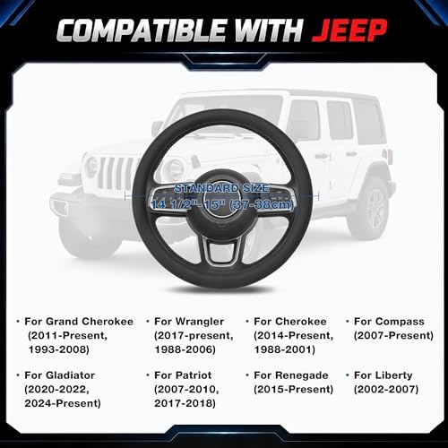 Steering Wheel Cover for Jeep Grand Cherokee Wrangler Compass - Image 2