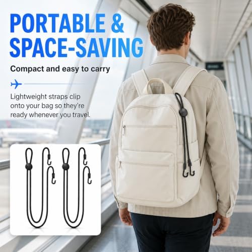 2 Pack Under Seat Bag Strap for Airplane Travel, Backpack Legroom Extender - Image 7