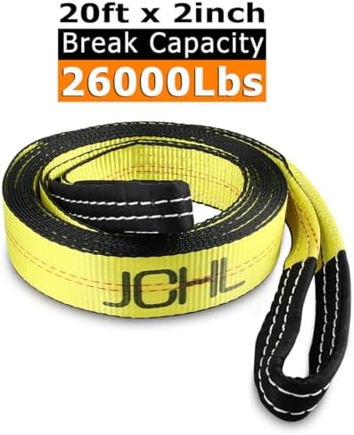 Recovery Tow Strap with Reinforced Loops 2inx20ft Heavy Duty 26, 000lb Break - Image 2