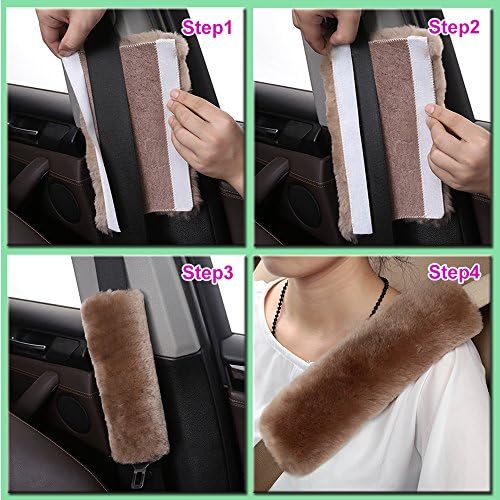 OGLAND 2 Pack Sheepskin Car Seat Belt Cover Pads | Wool Seatbelt Cushions - Image 4