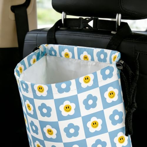 Checkered Smiling Daisy Car Trash Bag - Image 7