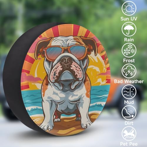 Spare Tire Cover for RV Trailer, Beach Ocean Dogs Puppy Waterproof Sun Leather - Image 3