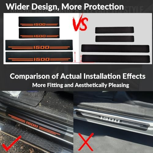 Car Accessories 4 Pcs Carbon Fiber Door Sill Scuff Protector Auto Door Entry - Image 5