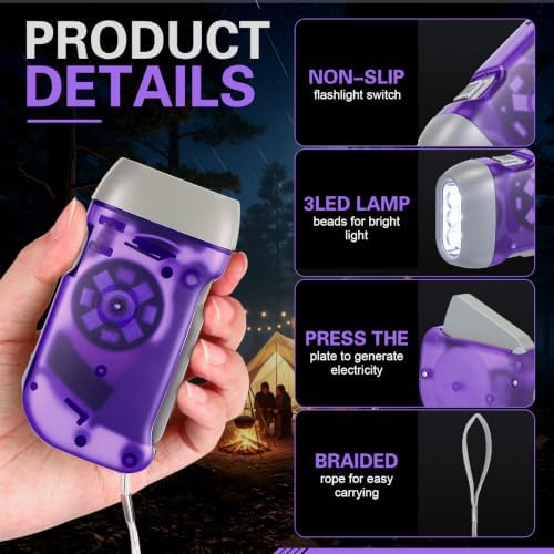 Retisee 48 Pcs Hand Crank Flashlight No Battery Required Torch Light Manual - Image 3