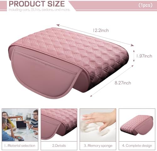 Car Armrest Cushion, 12.2"x8.3" Memory Foam Console Pad - Image 2