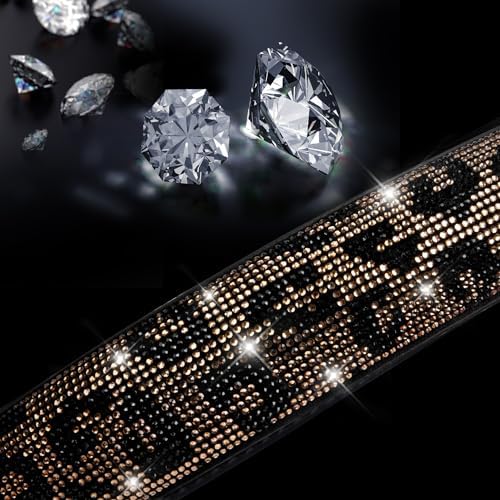 CAR PASS Bling Diamond Steering Wheel Cover Leopard Pattern, Sparkly Crystal - Image 2