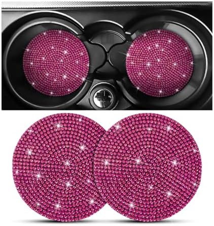 Osilly 2PCS 2.75 Inch Rhinestone Cup Holder Coasters, Rose Red by Osilly