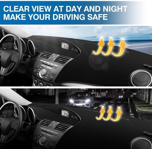 KUST Black Dash Cover for 2010 2011 2012 2013 Mazda3 Non-Slip Dashboard Cover - Image 6