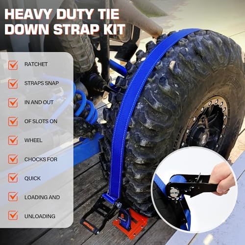 A ANTELOPE Heavy Duty Wheel Chock Tie Down Kit 2pk Trailer Tire Straps - Image 4
