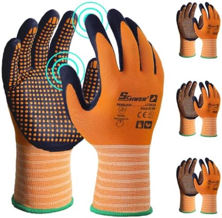Schwer 3/6/12 Pairs Safety Work Gloves, MicroDot Abrasion & Grip by SCHWER