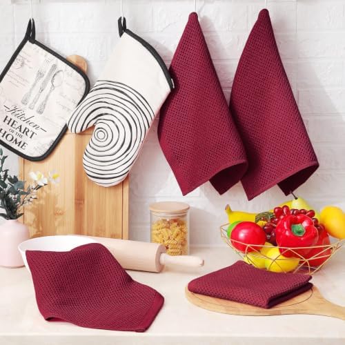 Homaxy 100% Cotton Waffle Weave Kitchen Dish Cloths 6-Pack - Image 6