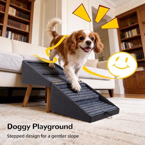 17.13" H Dog Ramp for Couch, 2-in-1 Pet Stairs & Ottoman - Image 4