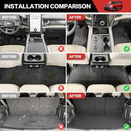 Cargo Mat with Floor Mat Fit for 2018-2024 Ford Expedition 7Seats Accessories - Image 3