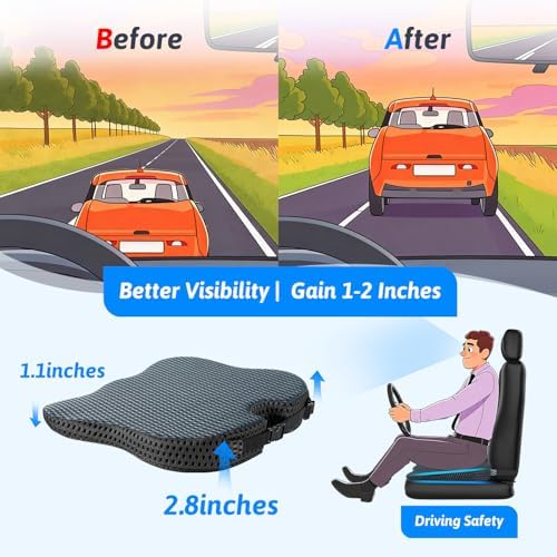 Wedge Car Seat Cushion for Driving for Better Visibility & Sciatica Relief - Image 3