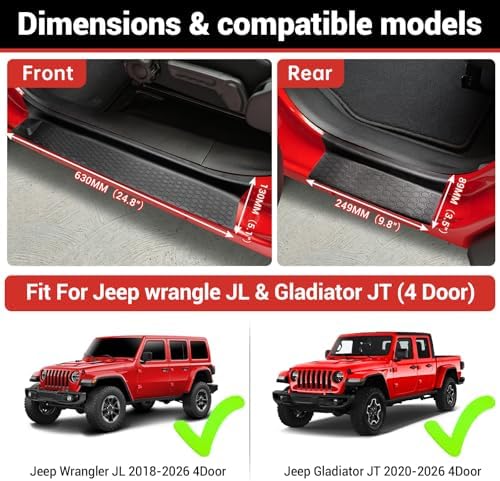Door Sill Guards Kit Fit for 2018-2026 Jeep Wrangler JL Unlimited, Door Sill - Image 3