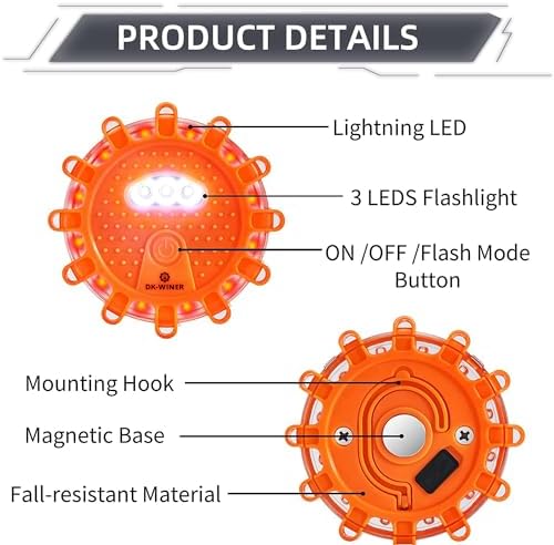 12 Pack LED Road Flares, Type-C Rechargeable Magnetic Safety Kit - Image 4