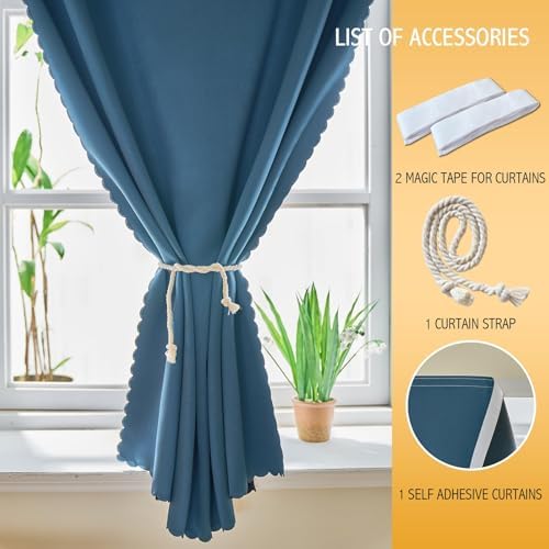 JILRON Adhesive Curtain 100% Blackout No-Drill Easy Install - Image 4
