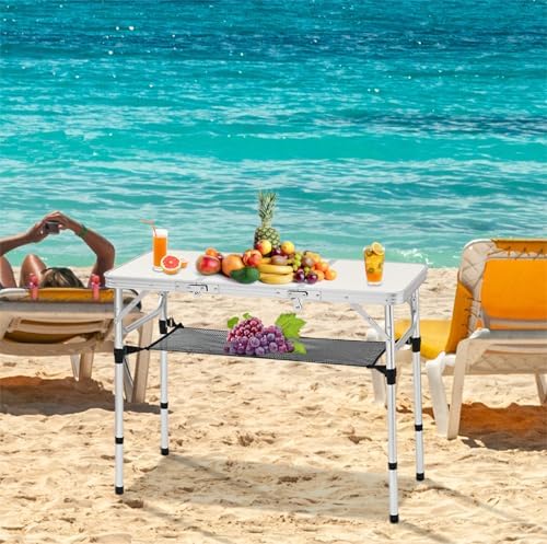 YihuiKo Folding Table with Storage Net, Lightweight Portable Picnic Table - Image 2