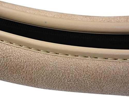 CAR PASS Car Steering Wheel Cover, 14.5-15 Inch Beige Faux Suede Universal - Image 3