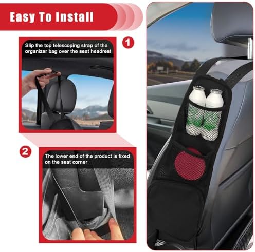 QUICTO Car Seat Storage Hanging Bag, Car Multifunctional Storage Mesh Net Pocket - Image 5