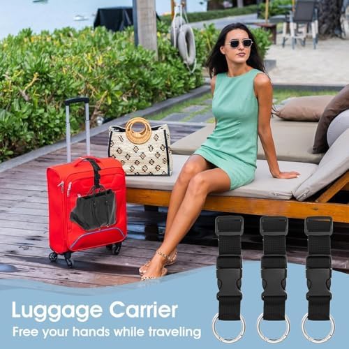 3Pcs Add A Bag Luggage Connector Straps Black Adjustable Suitcase Strap - Image 4
