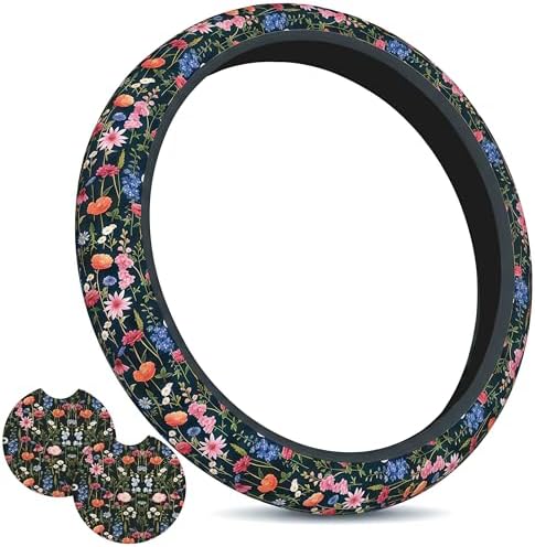 Car Steering Wheel Cover Wildflower Floral + Cars 2 Pieces Coasters by Unknown
