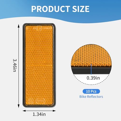 10 Pack Yellow Reflectors Self-Adhesive Rectangular, Quick Mount - Image 3