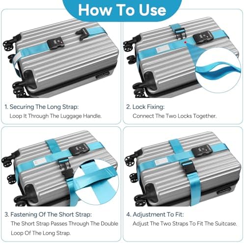 Travel Inspira TSA Approved Luggage Straps 2 Pack Suitcase Belt - Image 3