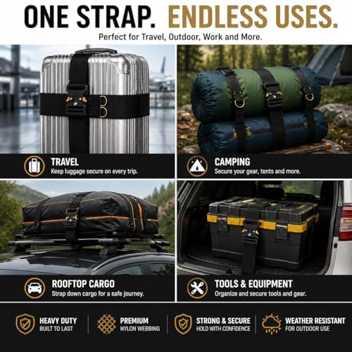 Metal Buckle Heavy Duty Luggage Straps, 2 Pack 10ft x 2in Tie Down Straps - Image 5