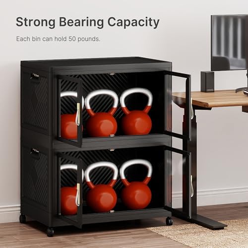 Stackable Storage Bins with Doors & Lids & Wheels - Image 3