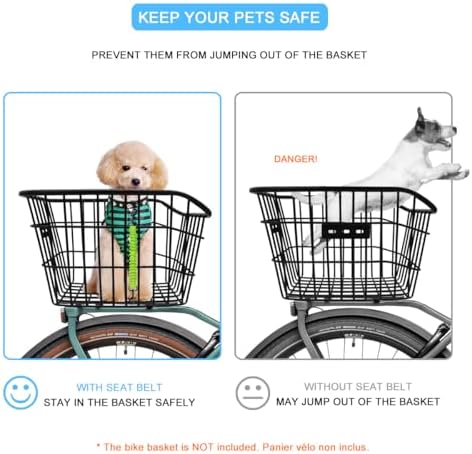 Dog Seat Belt for Bike Basket, Shock Absorbing Lead Bicycle Safety Leash - Image 2