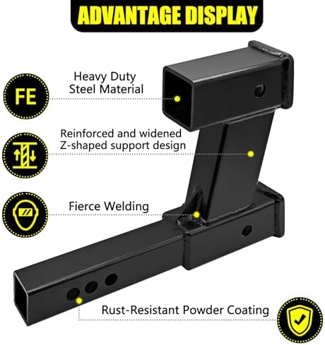 KAIRAY Double Hitch Receiver, 2 inch Trailer Dual Hitch Extension Riser - Image 4